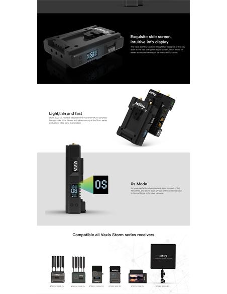 Vaxis Storm 3000 DV Kit Transmisión Inalámbrico SDI/HDMI 1000m V Mount