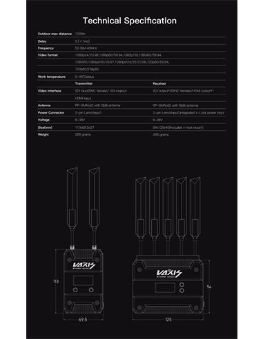 Vaxis Storm 3000 Kit Transmisión Inalámbrico SDI/HDMI 1000m V Mount