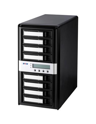 Areca Desktop RAID, 8x 12Gb/s SAS HDDs, 2x40Gb/s TB3 & USB-C, 270W PSU