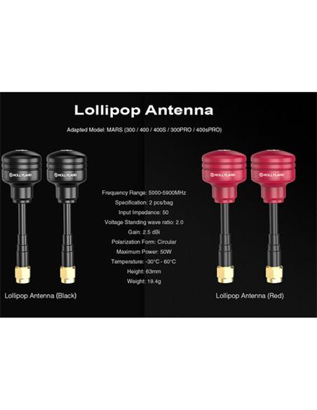 Hollyland Lollipop Antena para sistema de transmisión de vídeo inalámbrico pack de 2 (Rojo)