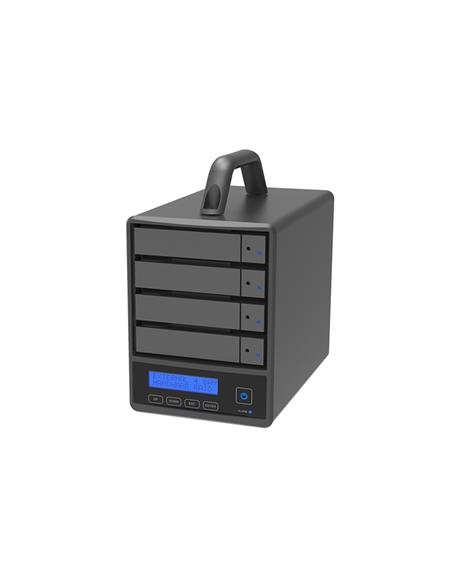 Stardom Cabina RAID 4 discos. Color Negro. USB 3.2, DisplayPort. RAID5 - Cables USB-C y USB-A