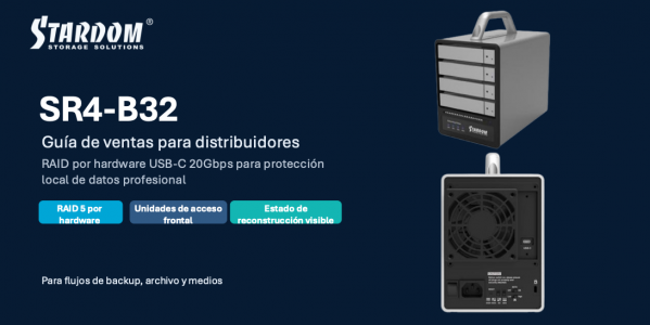 SR4-B32: almacenamiento RAID 5 profesional con USB-C de 20 Gbps